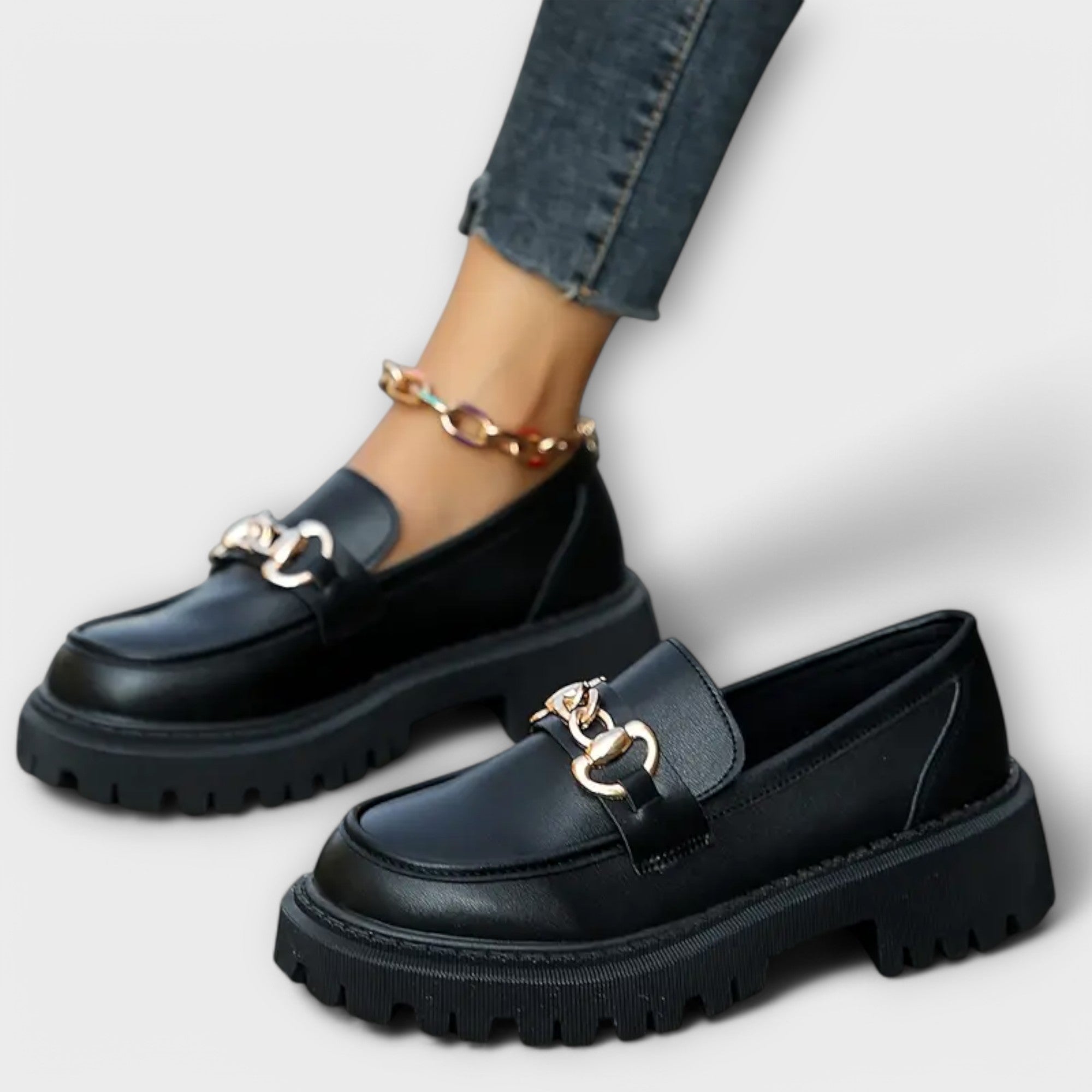 Trendy Kvinnors Plattform Loafers med Spänne