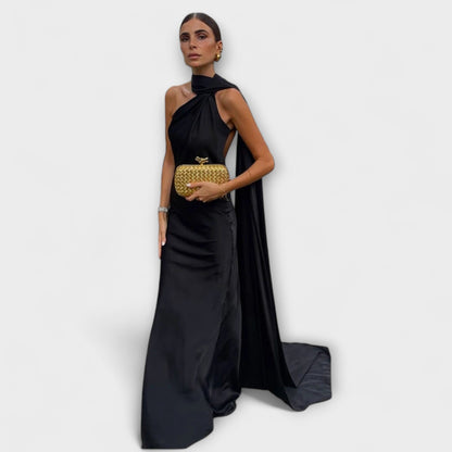 Chic Off-Shoulder Halter Maxi Klänning