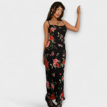 Blommönstrad Spaghetti Strap Bodycon Klänning