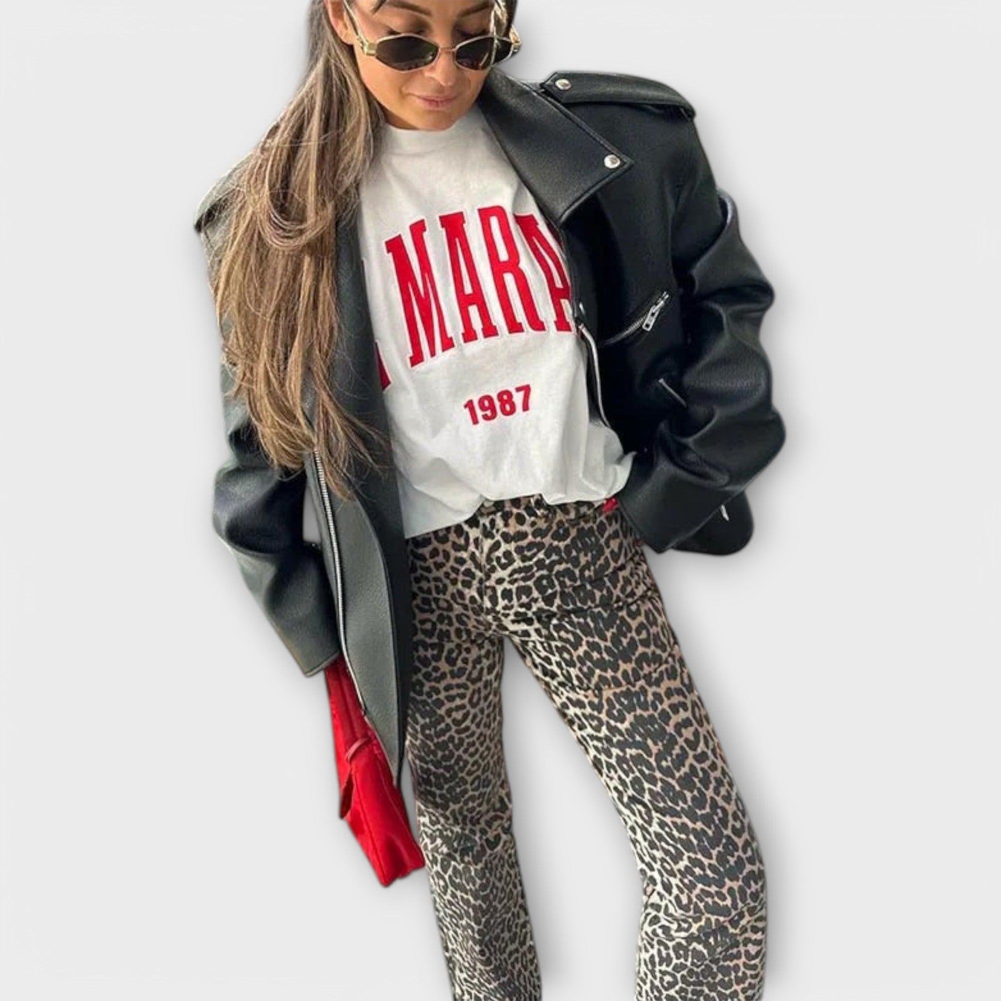 Chandra - Vintage Jeans med Leopardtryck