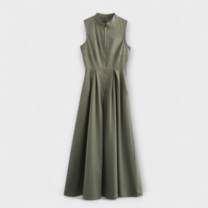 Ärmlös Plisserad Bodycon Midi Klänning