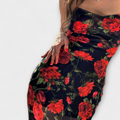 Blommönstrad Spaghetti Strap Bodycon Klänning