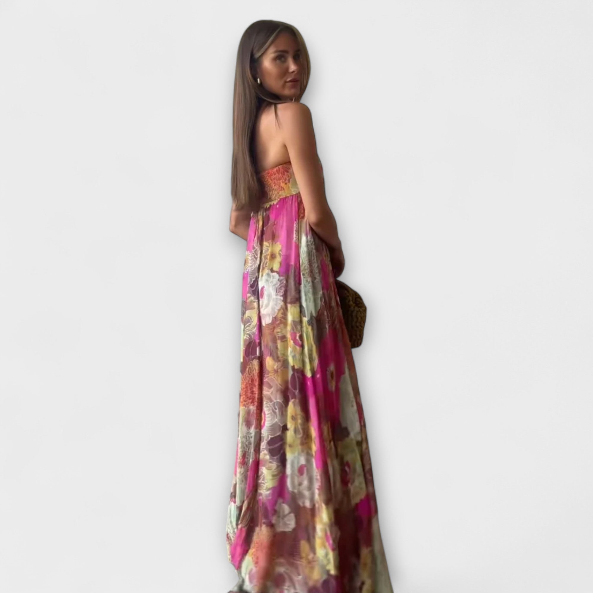 Chic Retro Strapless Plisserad Maxiklänning
