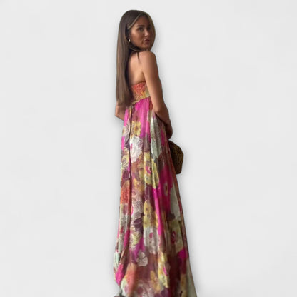 Chic Retro Strapless Plisserad Maxiklänning