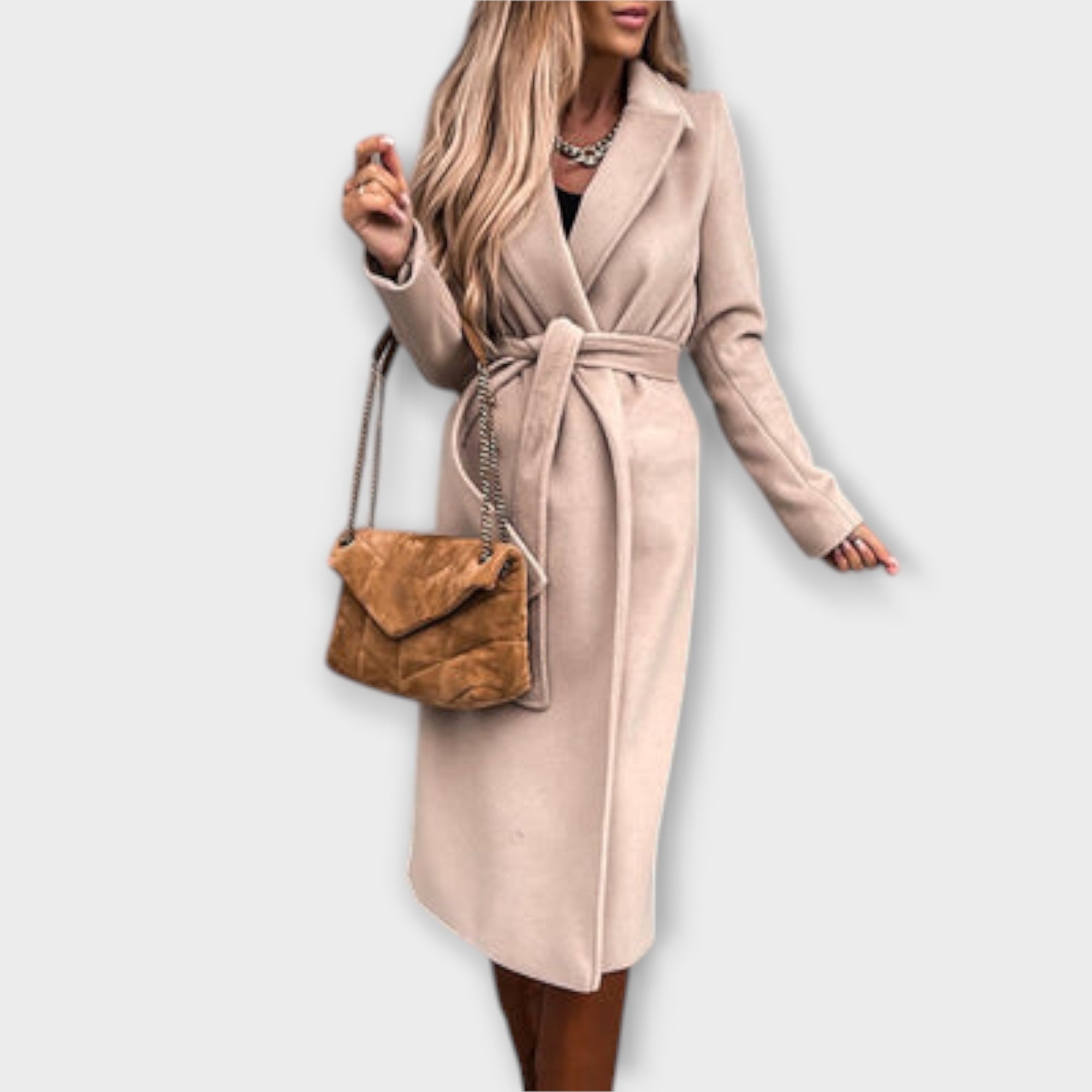 Eliza - Chic Lång Kappa med Knytbälte