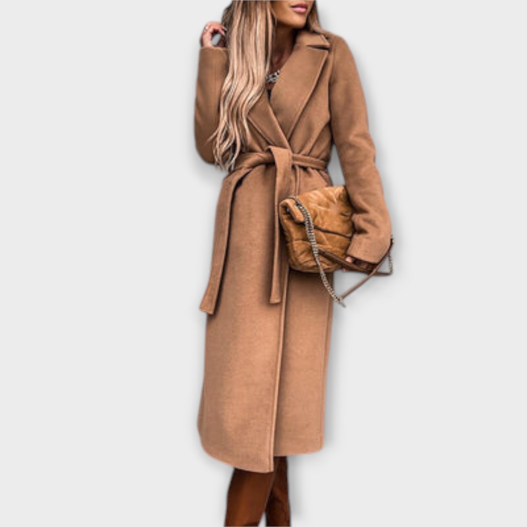 Eliza - Chic Lång Kappa med Knytbälte