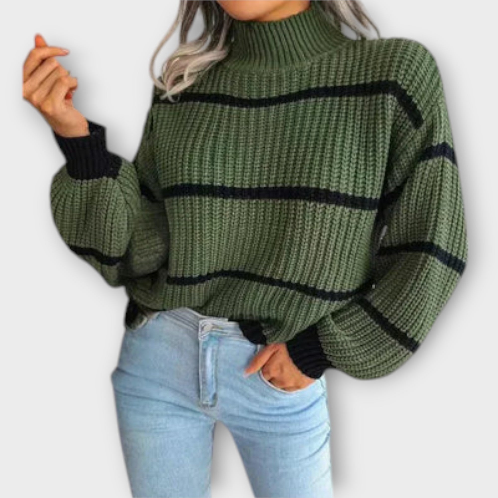 Chavala - Turtleneck Tröja med Ränder