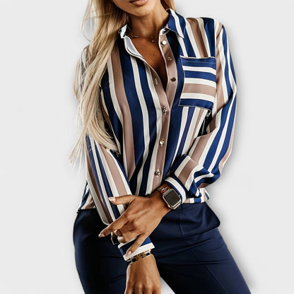 Emily - Avslappnad och Stilren Randig Blus