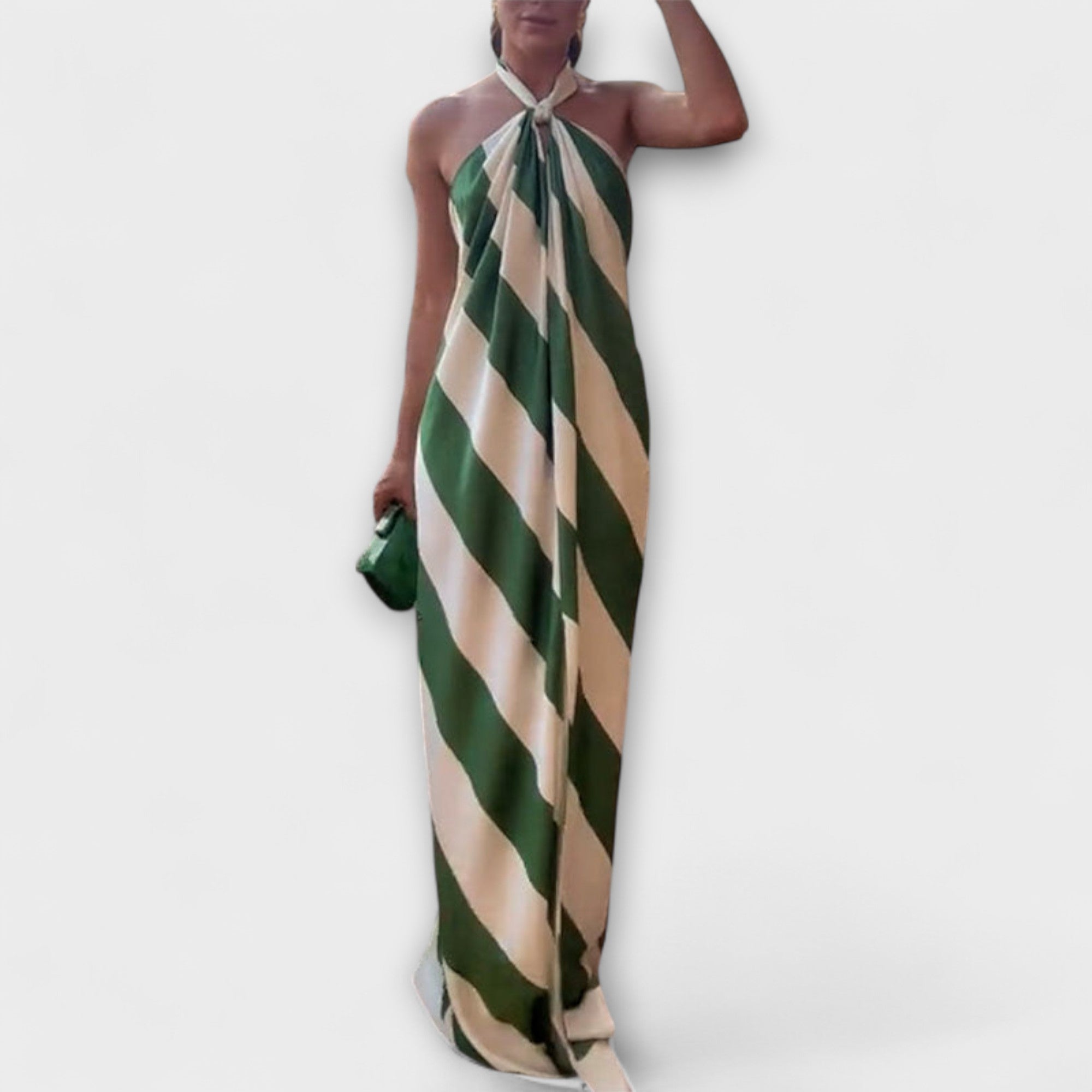 Marlowe - Randig Halterneck Backless Maxiklänning