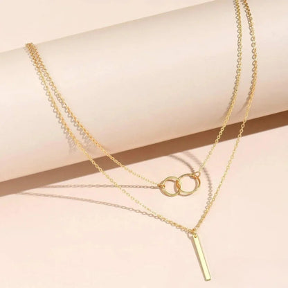 Retro Guld Dubbel Cirkel Hänge Halsband