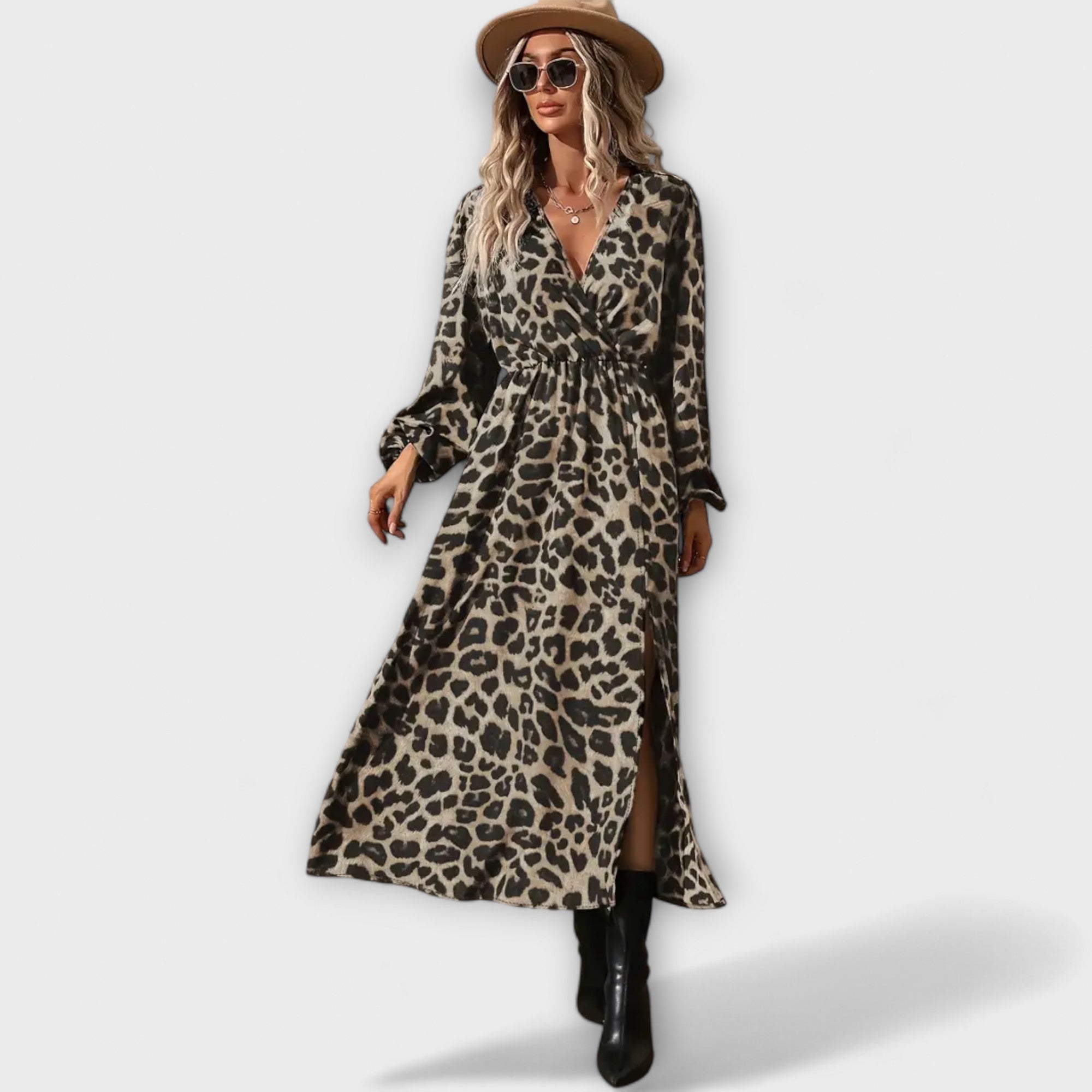 Natalie - Stilig Klänning med Leopardsmönster