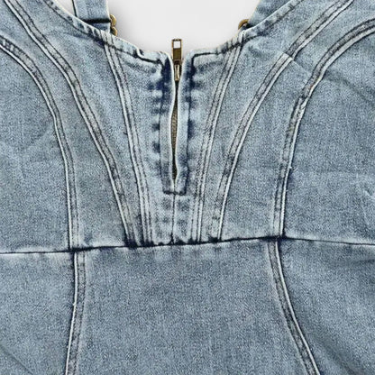 Anna - Denimklänning med Justerbara Remmar