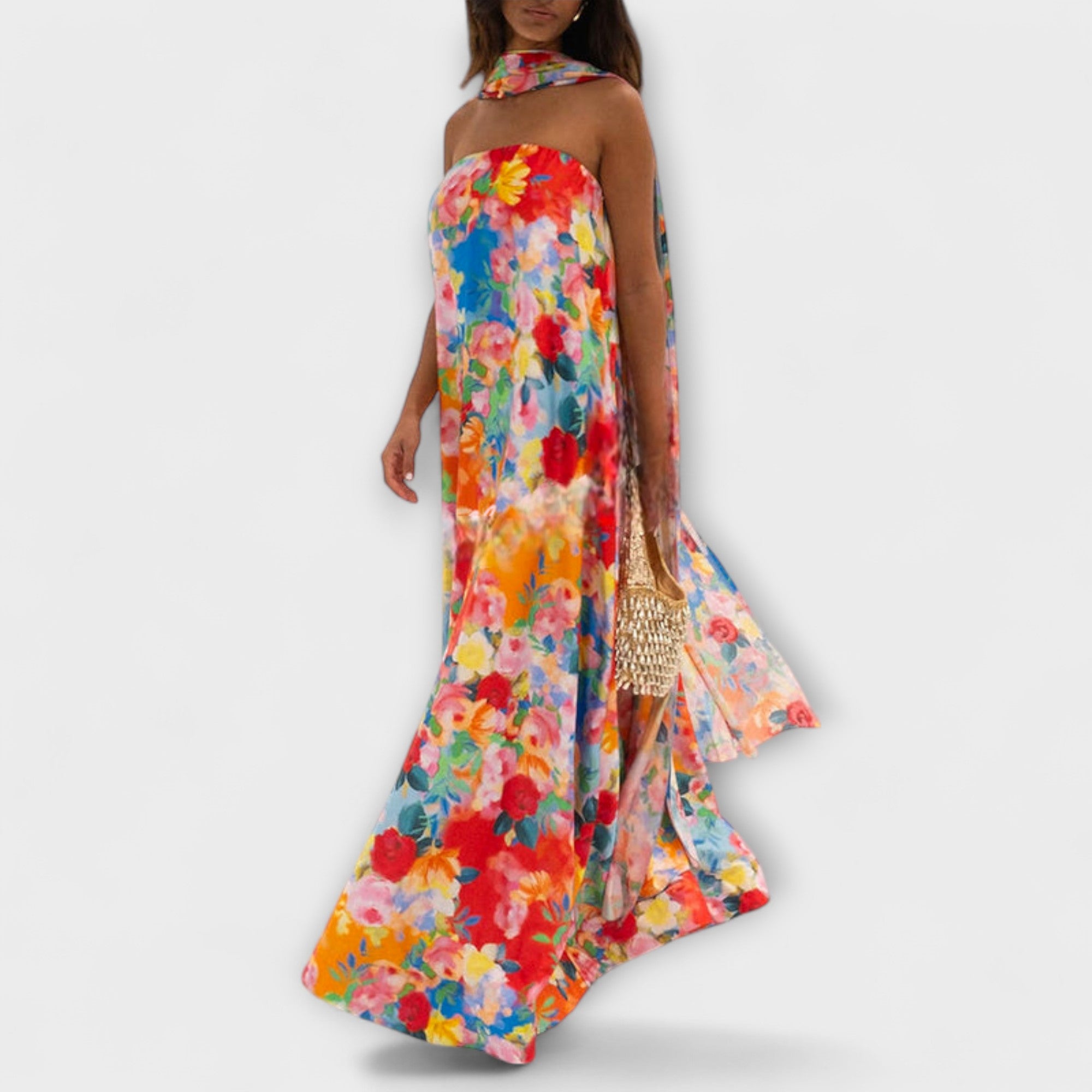 Harlow - Off-Shoulder Blommig Maxiklänning