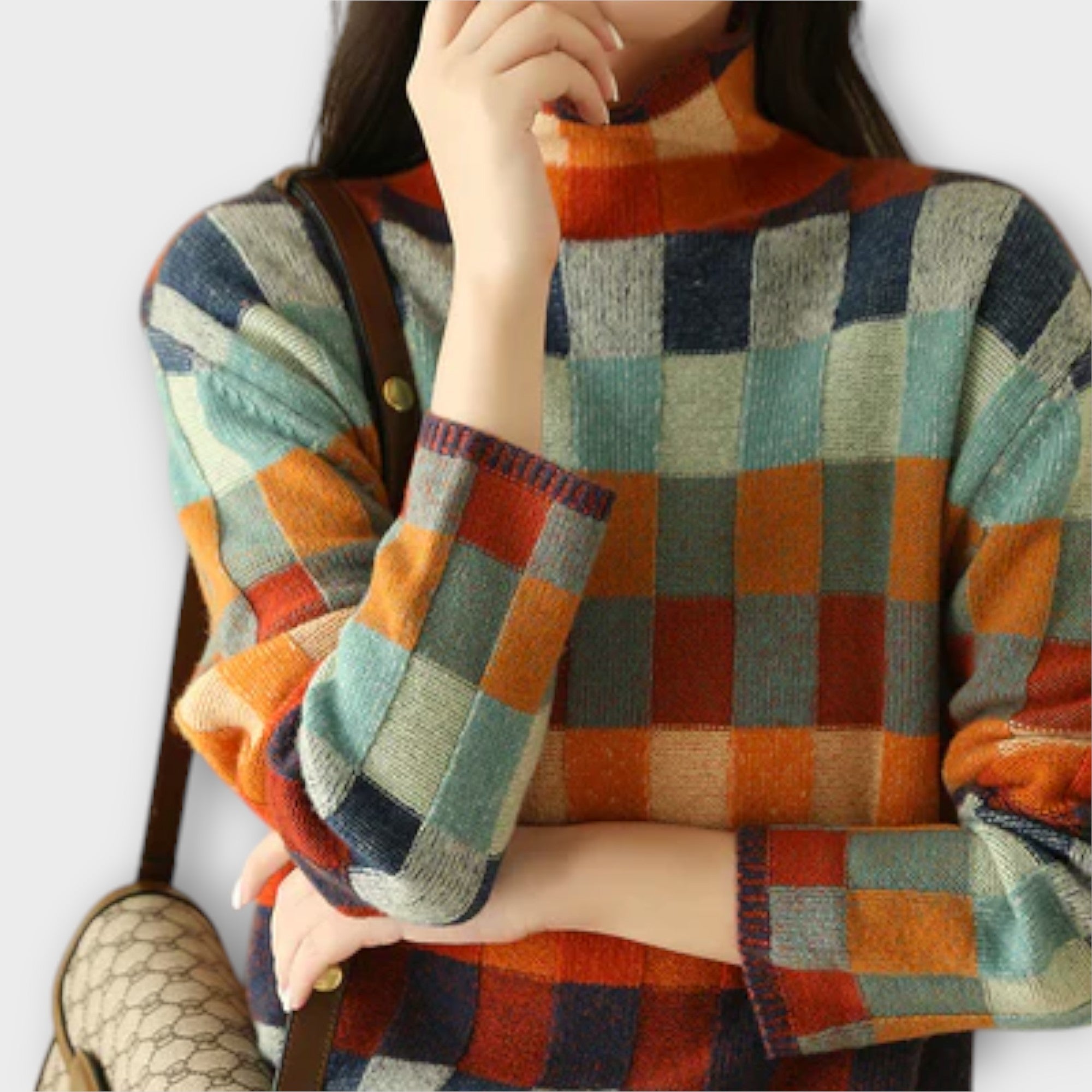 Erika - Patchwork Turtleneck Tröja