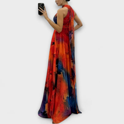 Isalie – Chiffon Maxiklänning med Blommönster