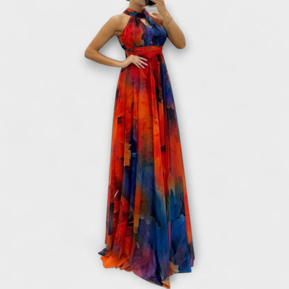 Isalie – Chiffon Maxiklänning med Blommönster