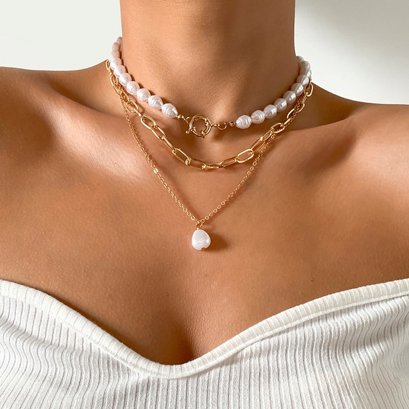 Vintage Pärl Halsband i Flerlagerdesign