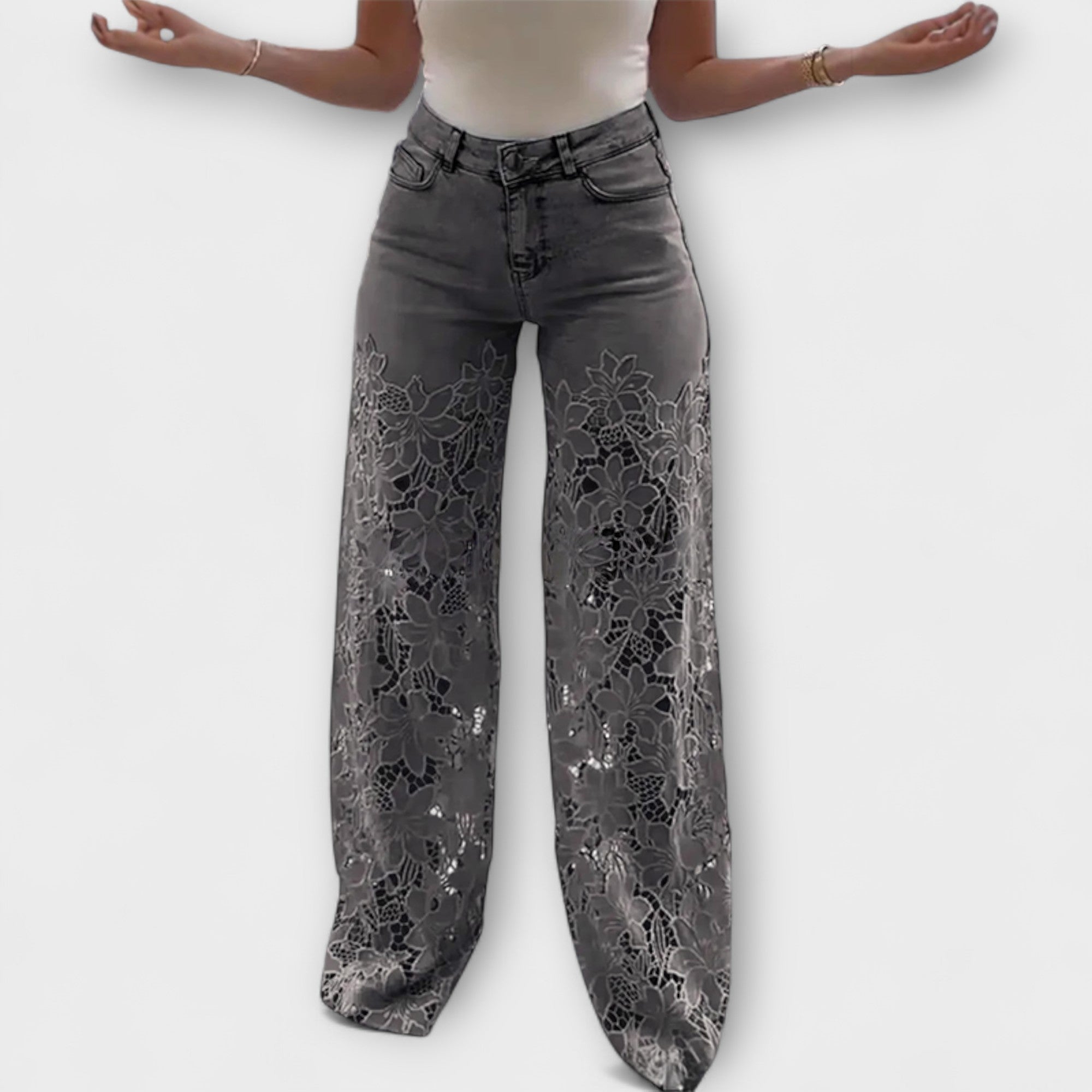 Trendy Spets Patchwork Jeans