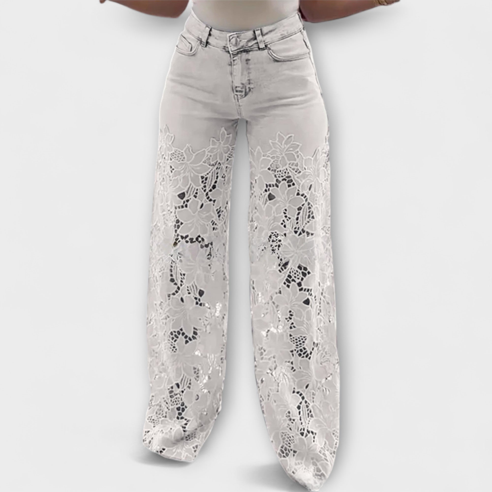 Trendy Spets Patchwork Jeans